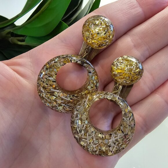 Vintage Lot of 80s/90s Geometric Clip-on Earrings - Picture 5 of 12